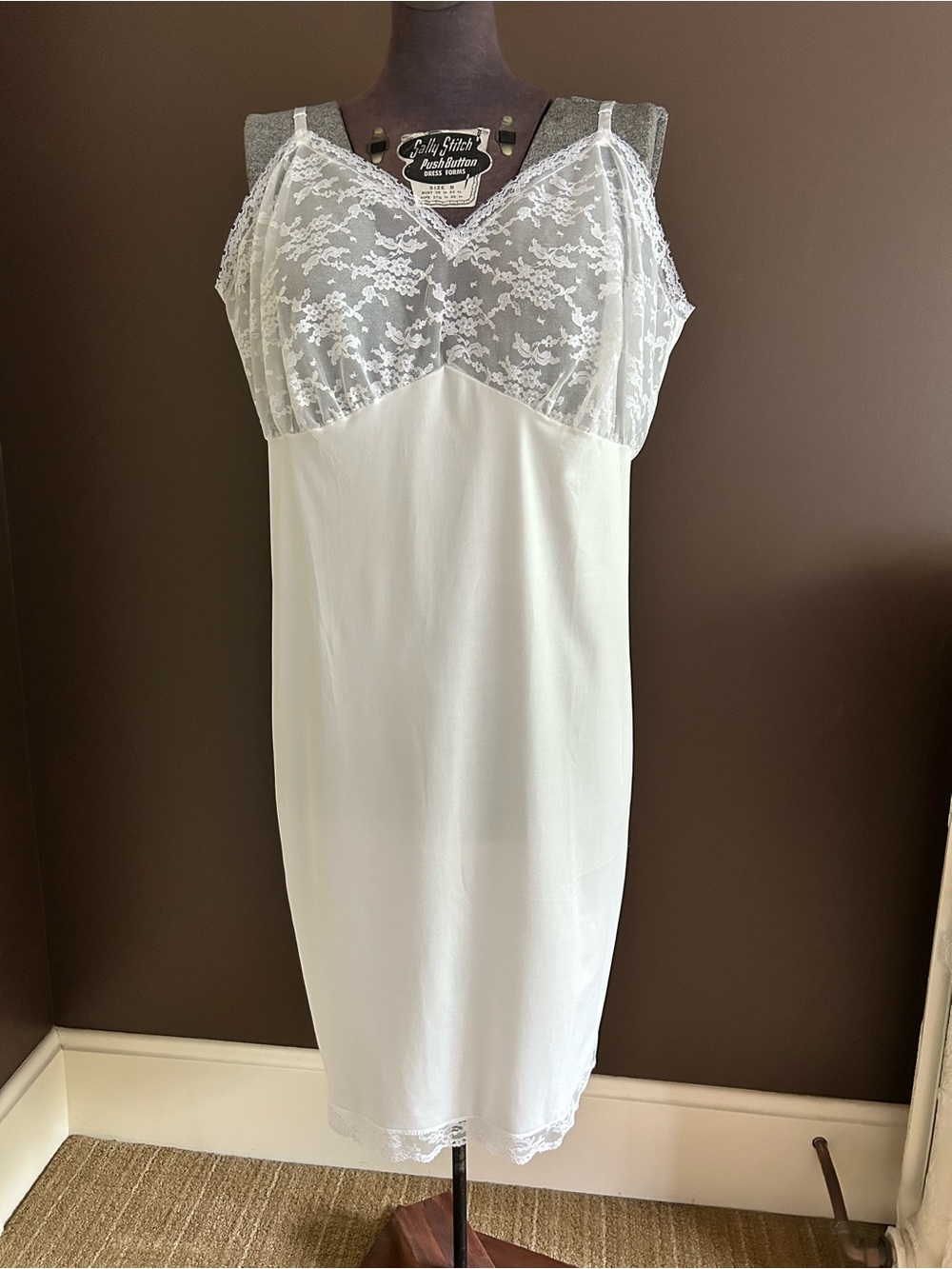 Vintage Van Raalte Lace Trim Slip Dress - White